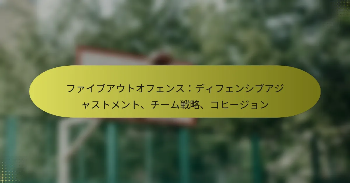 ファイブアウトオフェンス：ディフェンシブアジャストメント、チーム戦略、コヒージョン
